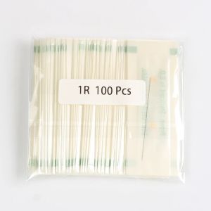 100pcs 1r Single Round Round Disposable Stérilisé Tattoo Aiguilles Tatoo Tattoo Tattoo Kit Beling Lips Makeup Permanent Makeup Needles with Cap