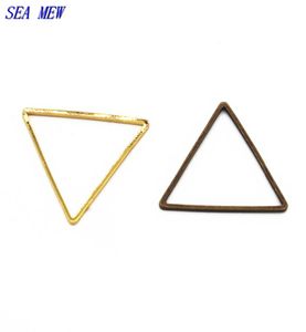 Connecteurs de cercle triangulaire en cuivre de 24mm, 100 pièces, Bronze Antique, argent, laiton, or, bijoux à bricoler soi-même, accessoires 3704968