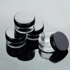 100 Uds 2g/3g/5g/10g/15g/20g botella de plástico transparente frascos de cosméticos contenedor tapa negra botella de loción viales crema facial muestra macetas cajas de Gel