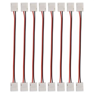 100 Uds. Conector LED de 8mm y 2 pines, tira de Cable adaptador de conector LED de 10mm a tira 5050 3528 tira LED de un solo Color 253L