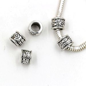 100 pièces Antique argent 5 5mm trou en alliage de zinc Tube perle entretoises charme pour la fabrication de bijoux Bracelet collier bricolage accessoires 245T