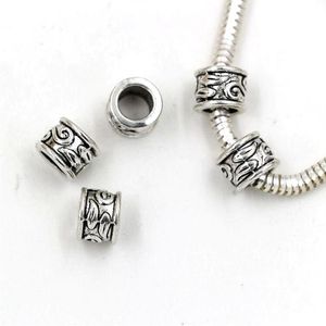 100 pçs antigo prata 5 5mm buraco liga de zinco tubo espaçadores charme para fazer jóias pulseira colar diy acessórios314f