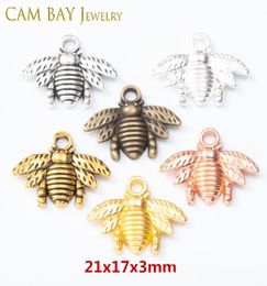 100pcs Antique Silver Gold Bronze 6 Options alliage zinc Belle abeille Charmes Pendants 21x16mm Bijoux de bricolage Bracelets Collier E7713617