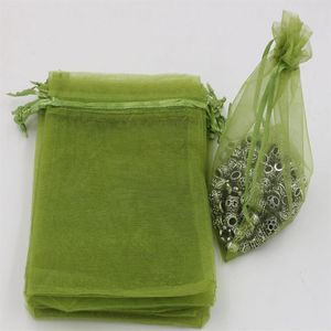 100 pièces armée vert Organza bijoux cadeau pochette sacs pour faveurs de mariage perles bijoux 7x9 cm 9X11 cm 13x18 cm Etc 365224g