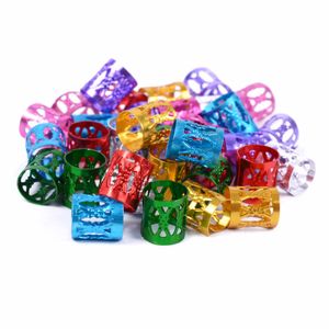 100 pièces/sac coloré cheveux tressage perles cheveux tresse Tube anneaux manchette style décoration outils cheveux tressage Dreadlock accessoires