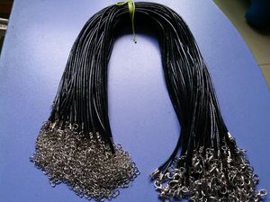 100 stks Zwart 2mm PU Lederen Sieraden Touw Ketting Karabijn Koord Voor DIY Craft Hanger Ketting Sieraden 20'' 22'' 24'' met 2'' Extensi