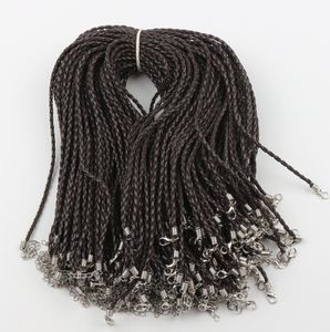 100 unids/lote 9 colores trenzado negro azul real rosa cuero cierre tejido cadenas collares 0,3x46 cm joyería DIY