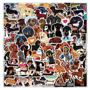 100 Unids Pegatinas Dachshund Accesorios de Skate Pegatina de Perro de Vinilo Impermeable para Skateboard Laptop Equipaje Botella de Agua Calcomanías de Coche Regalos para Niños Juguetes