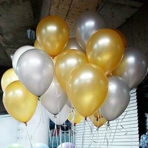 Globos redondos de látex dorados de 100 Uds., decoraciones para fiestas, bodas, globos de perlas plateadas, decoración de feliz cumpleaños y aniversario, 10 pulgadas