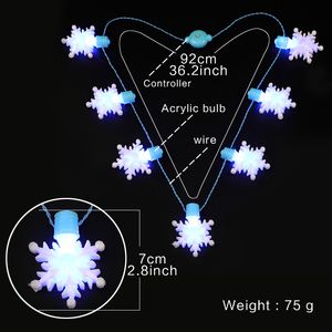 100 pièces LED flocon de neige collier clignotant guirlandes lumineuses collier décoration de noël éclairer jouets fête faveurs pour enfants 6 Flash