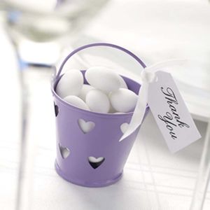 Minicubos de hojalata con corazón lila de 100 Uds., recuerdos de boda, cubo de hierro bonito, embalaje de dulces, decoración de mesa para eventos, suministros de cumpleaños, recuerdos para Baby Shower