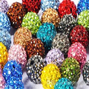 100pcs / lot 10mm mélangé k252 couleur Micro Pave CZ Disco Cristal Shamballa Perle Bracelet Collier Perles perles LotRhinestone DIY y257j