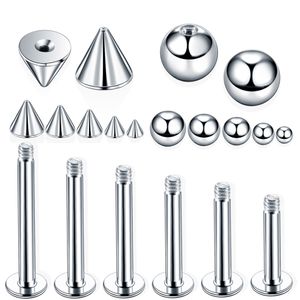 16G 14G Steel Screw tunnels Balls Spike Accessories For Lip Nipple Eyebrow Piercings Tongue Labret Bar Replacement Piercing