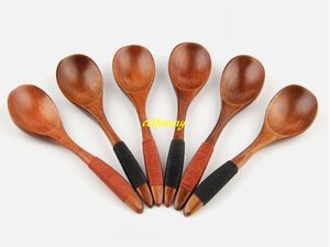 100 unids/lote 17,5*4 cm cuchara de madera estilo japonés cucharas grandes de mango largo respetuoso con el medio ambiente arroz sopa postre cuchara vajilla