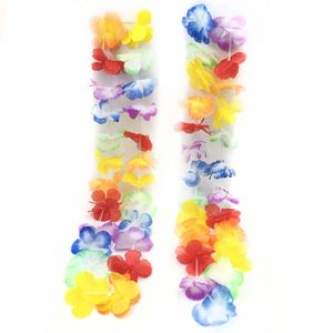 Gros-100pcs / lot artificiel hawaïen leis fête fournitures guirlande collier coloré déguisement Hawaii plage Fun Luau fête fleurs