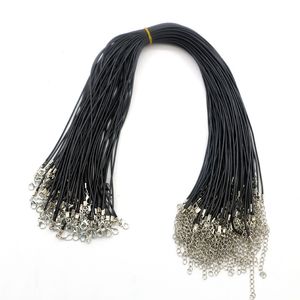 100 unids/lote cadena de collar de cuerda de cordón de cuero de imitación trenzado negro con garra de langosta para collar de racelet y fabricación de joyas 20 pulgadas 1,5 MM precio al por mayor