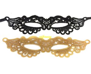 100 unids/lote máscara de encaje de señora Sexy de oro negro máscara de ojos recortada para fiesta de disfraces disfraz, fiesta de Halloween de lujo