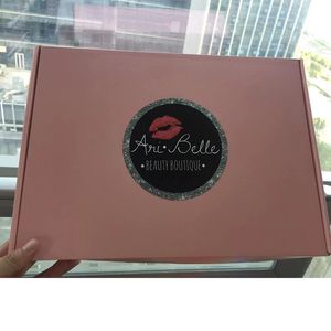 100 unids/lote papel corrugado personalizado envío mailer cajas de color rosa para embalaje de vestido y pelucas de pelo caja de regalo