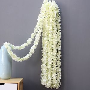 100 pcs/lot élégant blanc orchidée glycine vignes fleur chaque bande 1 mètre de long soie fleurs artificielles couronnes pour la décoration de fête de mariage