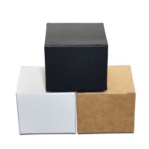 100 unids/lote caja de papel Kraft blanca plegable para embalaje de crema facial cajas de cartón negro paquete de joyería caja de botella de ungüento