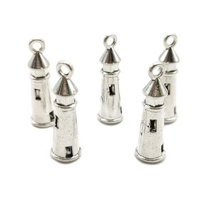 100 unids / lote faro colgantes de plata antigua fabricación de joyas DIY para collar pulsera pendientes estilo retro 8 * 25 mm DH0482