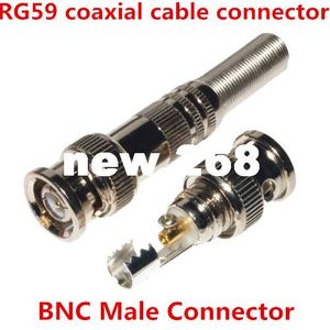 100PCS/lot New DIY BNC Male soldering TYPE Plug Coupler Connector Adapter for cctv RG59 coaxial video cable FreeShipping