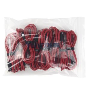 100 pcs/lot Rouge 4 à 4/3 à 3 Coude Audio Câble 3.5mm Mâle à Mâle Detox/Pro Casque Remplacement Audio Extension Câble pas cher