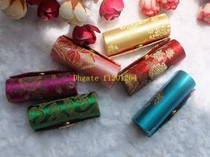 100pcs/lot Retro New Lipstick Brocade Embroidered Flower Design Holder Box with Mirror Cosmetic Bags Multicolors Cases