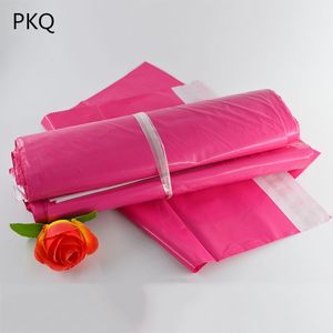 Emballage sacs vêtement/boîtes poste Rose Mailer Poly plastique enveloppe postale rouge cadeau rose 100 pièces Bolsa adhésif