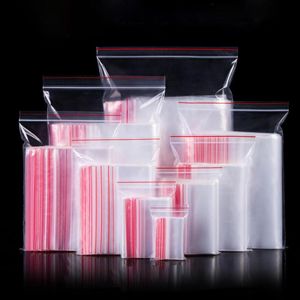 100 unids / lote Pequeñas bolsas de plástico con cierre de cremallera con bolsas de almacenamiento de joyería transparente reclosibles Bolsa de embalaje claro de cocina # 11030