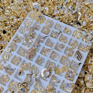 100 Uds. Dijes de lujo para uñas a granel, circonita para uñas aleatoria, diamantes de imitación, decoración, joyería de aleación brillante para accesorios dorados para decoración de uñas 240127