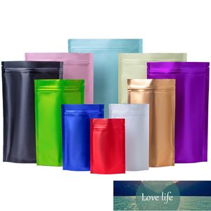 100pcs Matte Color Aluminio Papel de aluminio Bolsos de bloqueo de cremallera Resellable Coffee Nuts Spice Sello Sellado Logotipo Impresión Packaging Bolsas Precio de fábrica Experto Diseño Calidad