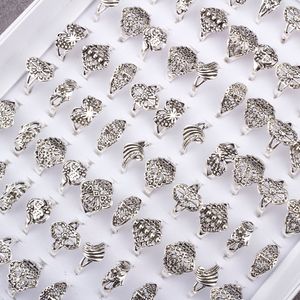 100 Pcs Mix style Fleur Élégant Alliage Bande Anneaux Vintage Anneaux pour les femmes Bijoux En Gros lots