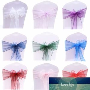 100 pcs Organza Chaise Sash Arc Pour Couverture Banquet De Noce Événement De Noël Décoration Sheer Organza Tissu Fourniture 18 cm x 275 cm