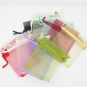 100 Uds. Bolsas de embalaje de Organza, bolsas para joyería, recuerdos de boda, bolsa de regalo para fiesta de Navidad, 7 x 9 cm (2,75 x 3,5 pulgadas)