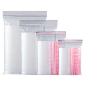 100pcs / pack Sacs d'emballage transparents refermables Sacs en plastique Bonbons Noix Produits électroniques Organisateur sac 20 tailles Fwmvx