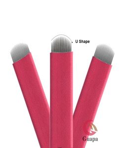 100pcs Red Flex Micoblading Needles Disposable 12cf 18u Shape Frow Permanent Makeup Blade avec 022 mm de diamètre pour les sourcils 3D1518912