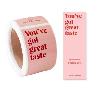 Rouleau d'autocollants roses «vous avez un bon goût», 100 pièces/rouleau, pour emballage de petite entreprise, autocollants de remerciement, pour cadeau de pâtisserie, sac de détail