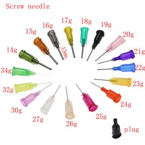 100pcs screw needle Precision Tips Liquid Dispenser Syringe Needles 14G 20G 21G 22G 23G 24G 25G Gauge Tips Glue Dispensing