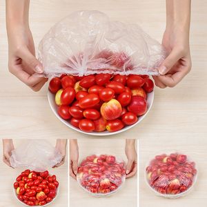 100pcs / set 300 PCS Elastic Fresh Keeping Sacs Stretch Plastic Wrap Bowl Covers Alternative to Foil for Family Outdoor Picnic Universal Kitchen Wrap Sceau Caps