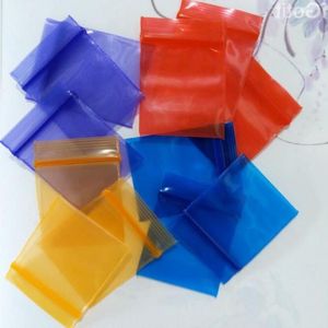 100pcs épais transparent petits sacs en plastique baggies zip fermeture à glissière refermable transparent poly sac stockage des aliments 3 * 4cm20 couleur soie ziplock B Ocme