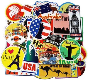 100pcs Carte de voyage Autocollants de renommée mondiale Country Country Stickers Autrophes Bougage Bouteille de voyage Mac Autocollants 3334631