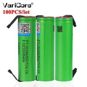 100 Uds VariCore VTC6 3,7 V 3000 mAh 18650 batería recargable de iones de litio baterías VC18650VTC6 + hojas de níquel DIY