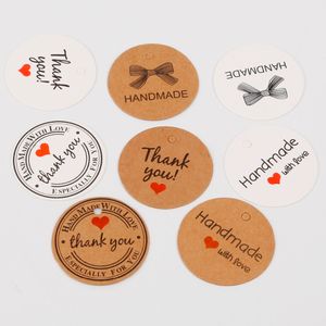 100pcs Brown Brown / White Kraft Paper Gift Label Hangs Tags Handmade Paper Crafts for Wedding Christmas Party Decoration