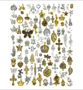 100 piezas enteras lotes a granel joyas haciendo encantos mixtos de colmena de machos de plata antiguo
