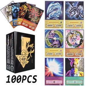 100 pcs Yu-Gi-Oh Anime Style Cartes Bleu Yeux Dark Magician Exodia Obélisque Slifer Ra Yugioh DM Classique Proxy DIY Carte Enfants Cadeau X0925