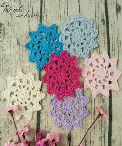 100pic lots Coton Crochet Fleurs Applique Vêtements Appel DIY TISSON ART ACCESSOIRATION À LA MAINS MAUX MATS MATS MATS 8CM C1212047219