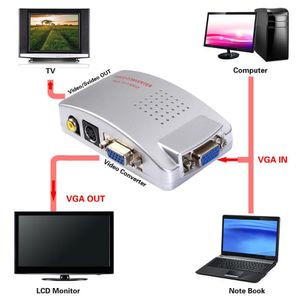 100set Laptop PC VGA to Video TV AV RCA Signal Adapter Converter Video Switch Box Supports NTSC PAL system