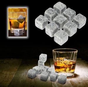 100 ensembles 9 pièces pierres de glace à whisky vin boissons refroidisseur Cubes roches à whisky pochette en granit cubes réutilisables pierres à whisky en granit