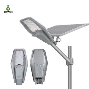 Réverbères solaires 100W 200W 300W 400W led série d'éclairage extérieur SMD2835 aluminium IP65 étanche avec télécommande et poteau